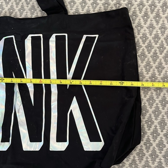 Pink Large Tote Bag Black and Silver Iridescent NWT - Picture 6 of 9